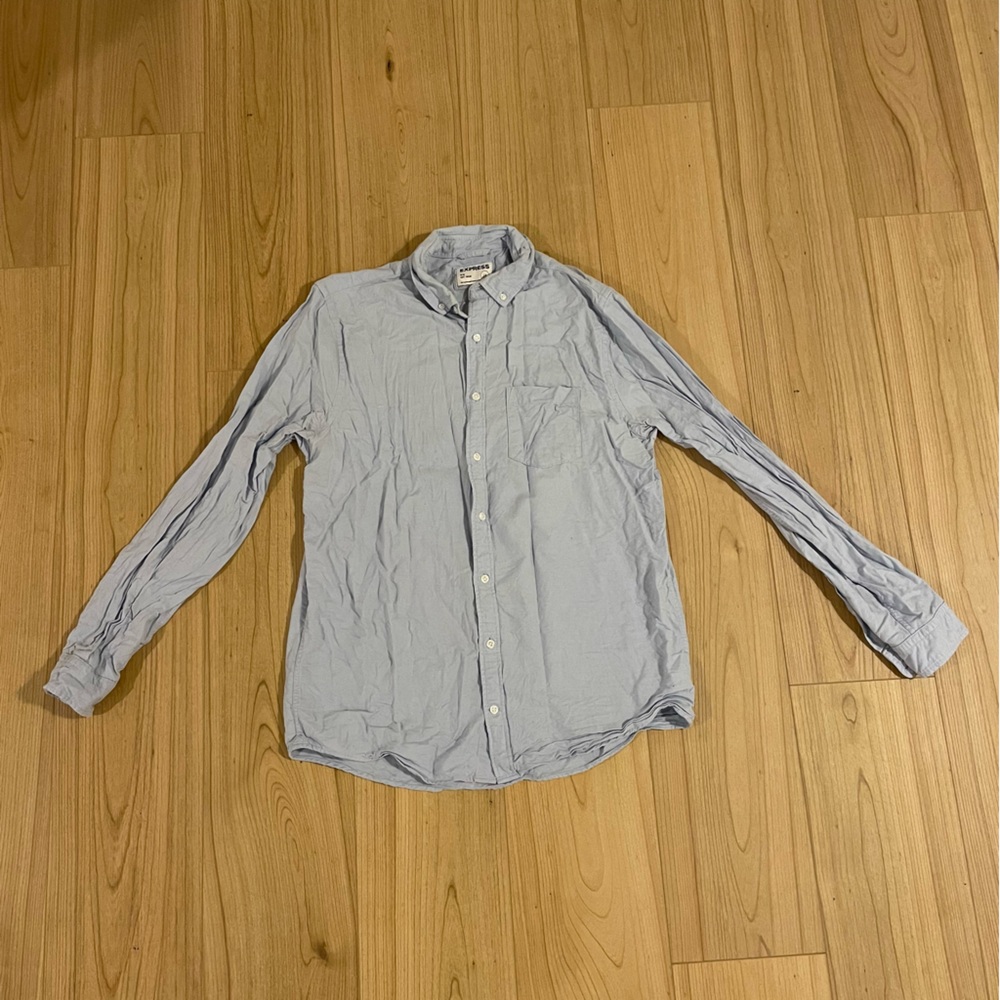 Express Men’s Light Blue Chambray Button Down Dress Shirt - Men’s Large Tall